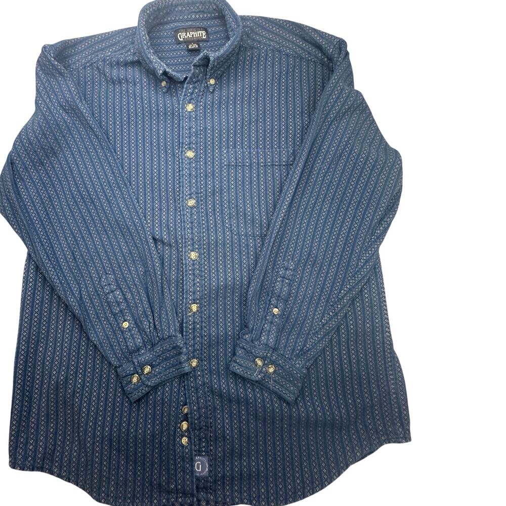Graphite Jeanswear Stripe Cotton Button Down Shirt Western 90s